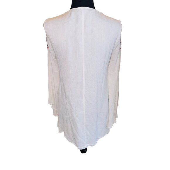 Lulus My Bell-Loved Ivory Embroidered Shift Tunic Top Peasant S Boho Cottage Cor - Picture 4 of 15
